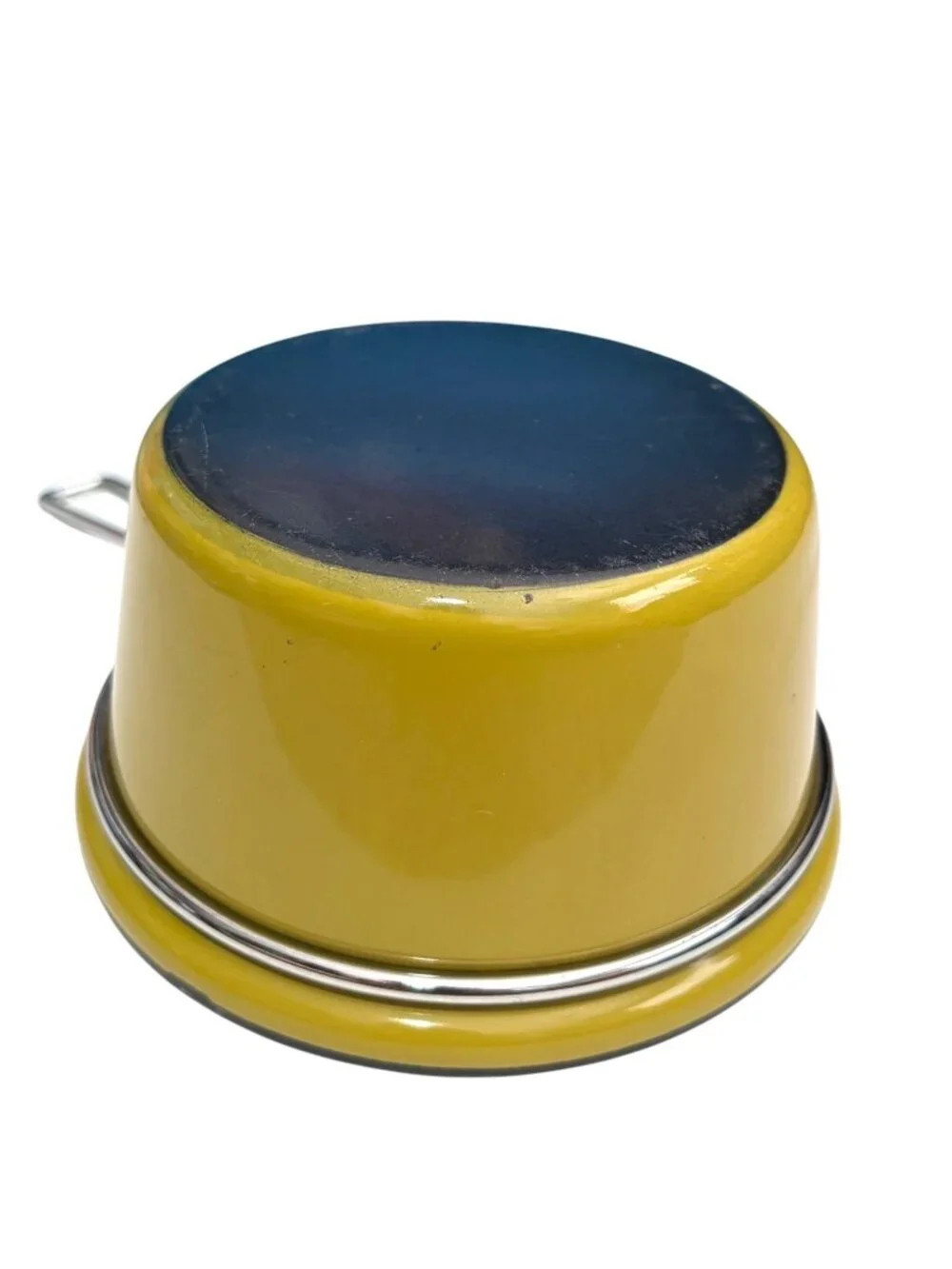 Vintage olive green  Enamel Saucepan With Metal Handle - Retro Kitchen Cookware